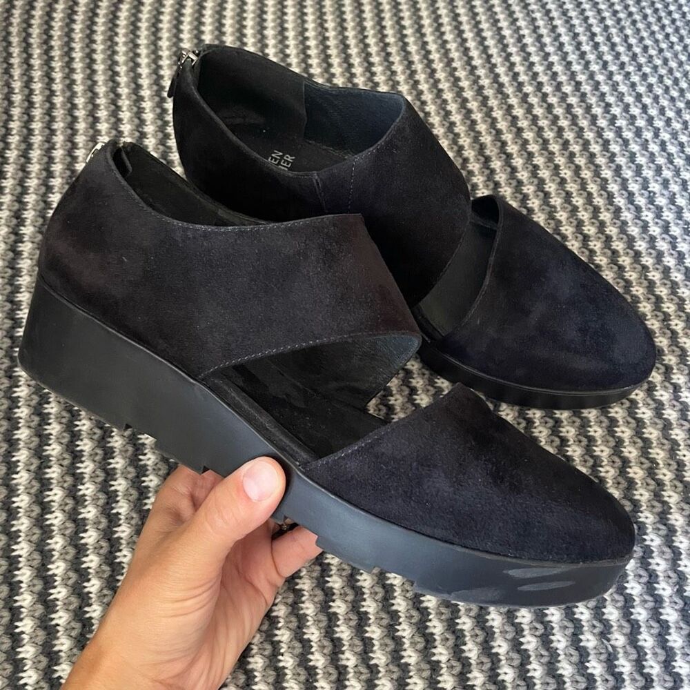 Eileen Fisher Turban black wedge sandal women’s shoe size 9